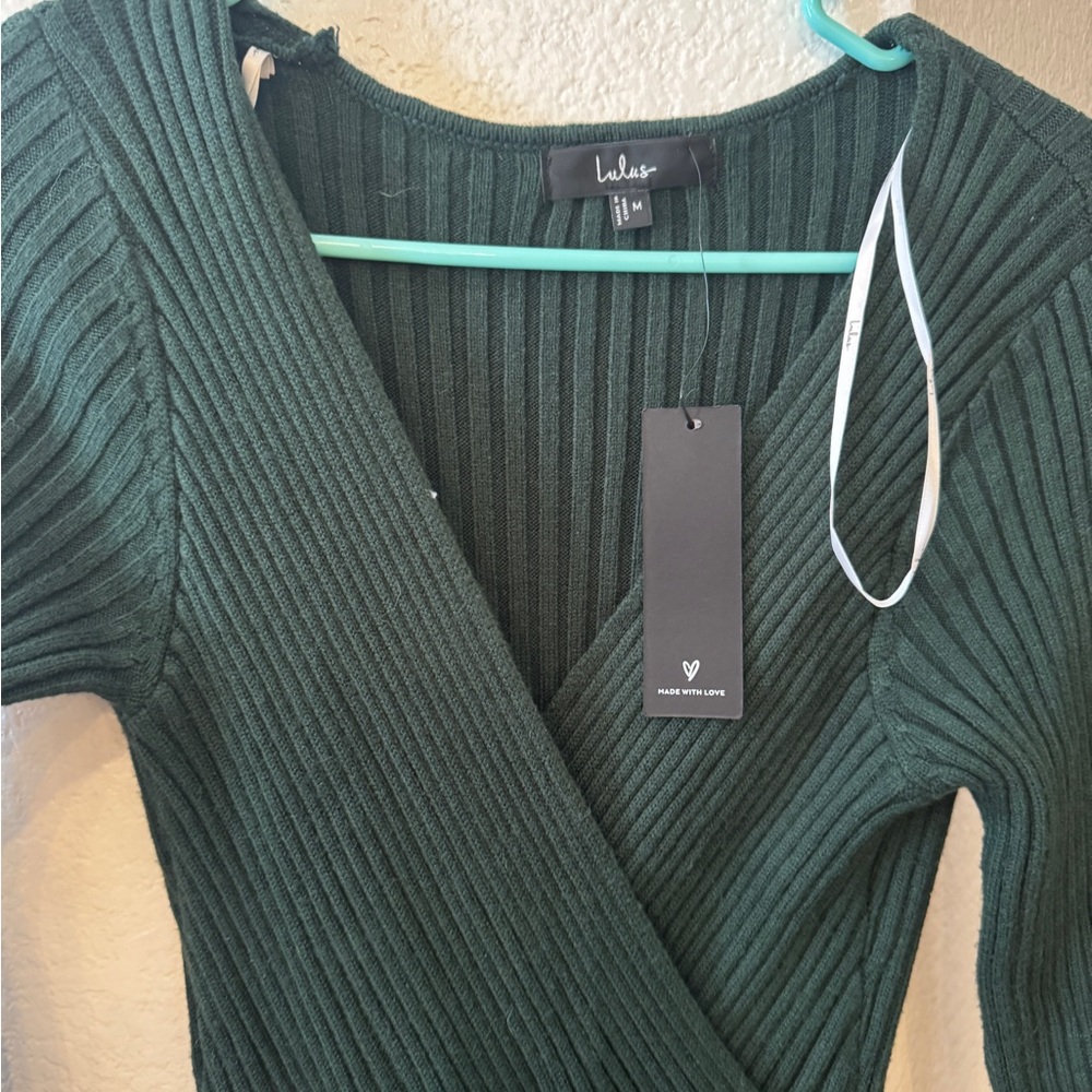 Lulu's Deep Green Ribbed Dress